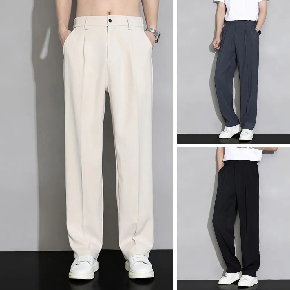 Draped Thin Business Pants Stylish Men's Ice Silk Wide Leg Business Trousers with Elastic Waist Buttons Fly Pockets Draped Thin
Draped Thin Business Pants Stylish Men's Ice Silk Wide Leg Business Trousers with Elastic Waist Buttons Fly Pockets Draped Thin