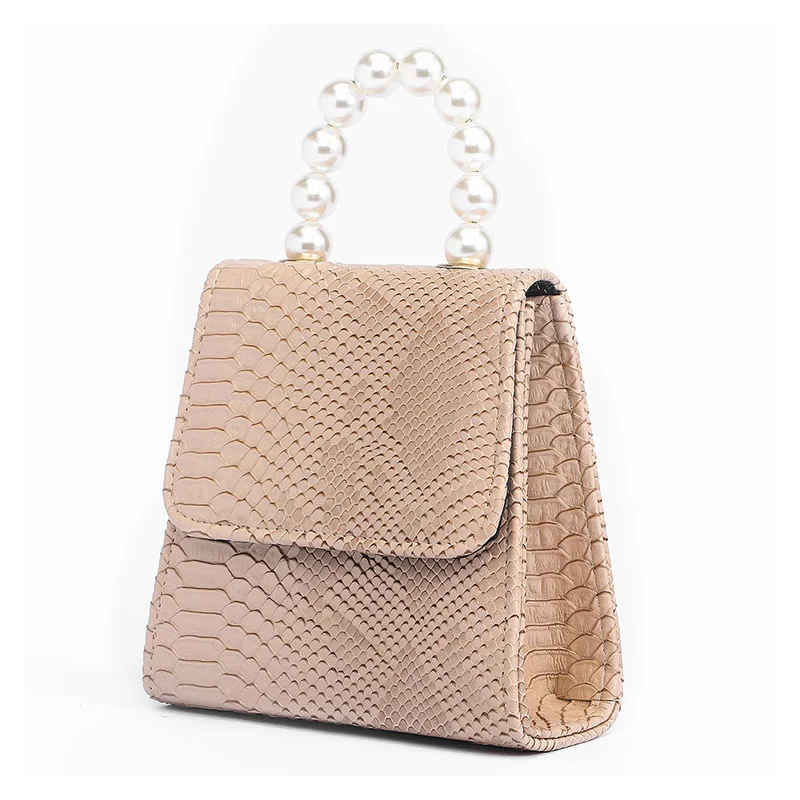 

Luxury Snake Pattern Evening Bag Pearl Chain Crossbody Bags Gradient Solid Color Handbag New Elegant Lady Party Clutch Bag XA36H