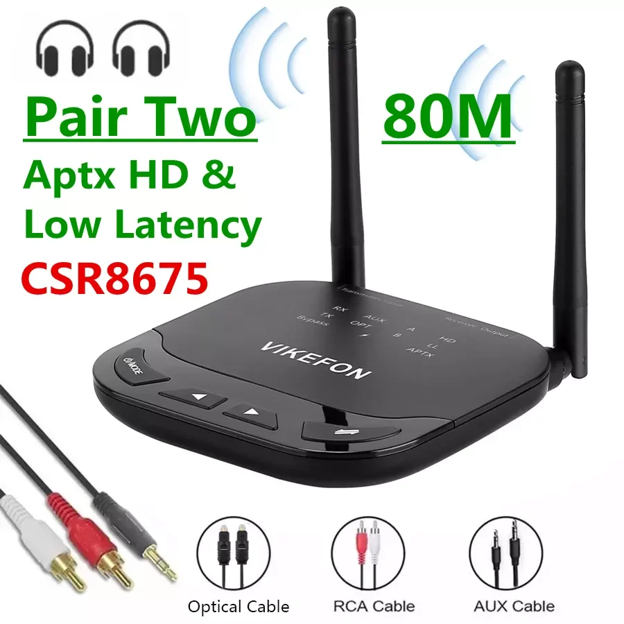 80m CSR8675 AptX HD LL Bluetooth 5.0 Transmitter Receiver Bypass SPDIF AUX 3.5mm Wireless Audio Adapter for TV PC Car Headphones
80m CSR8675 AptX HD LL Bluetooth 5.0 Transmitter Receiver Bypass SPDIF AUX 3.5mm Wireless Audio Adapter for TV PC Car Headphones