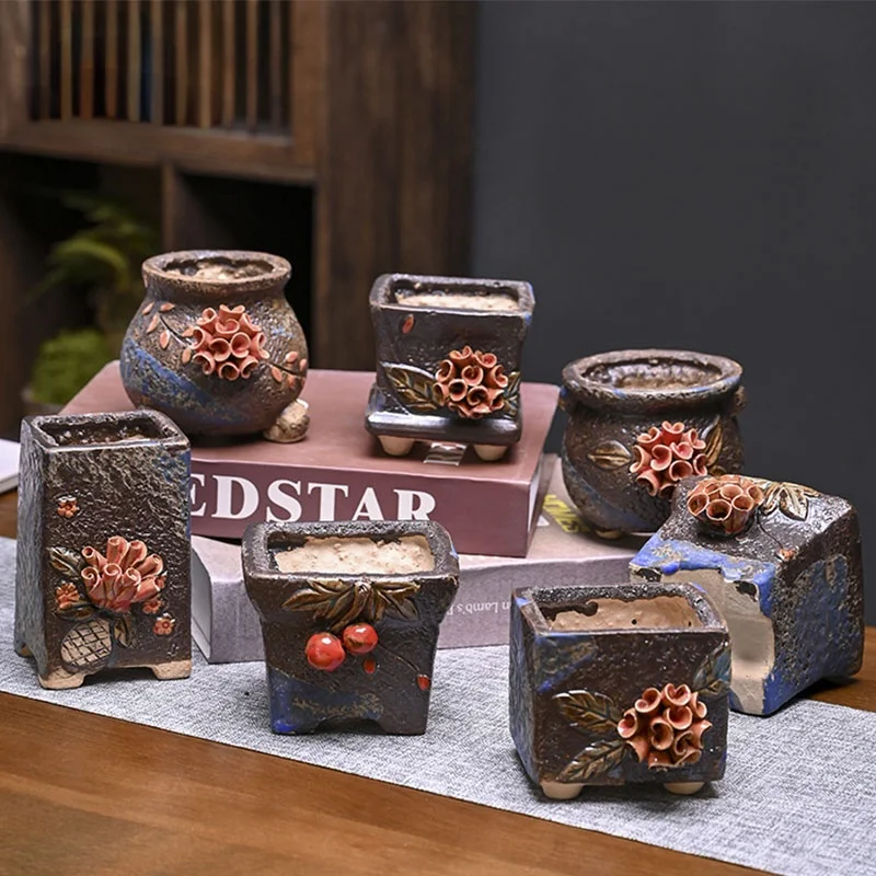 Gardening Decoration Planter Flowerpot Ornament Korean Vintage Hand-kneaded Flower Pot Antique Ceramic Succulent Plant Pots Home
Gardening Decoration Planter Flowerpot Ornament Korean Vintage Hand-kneaded Flower Pot Antique Ceramic Succulent Plant Pots Home