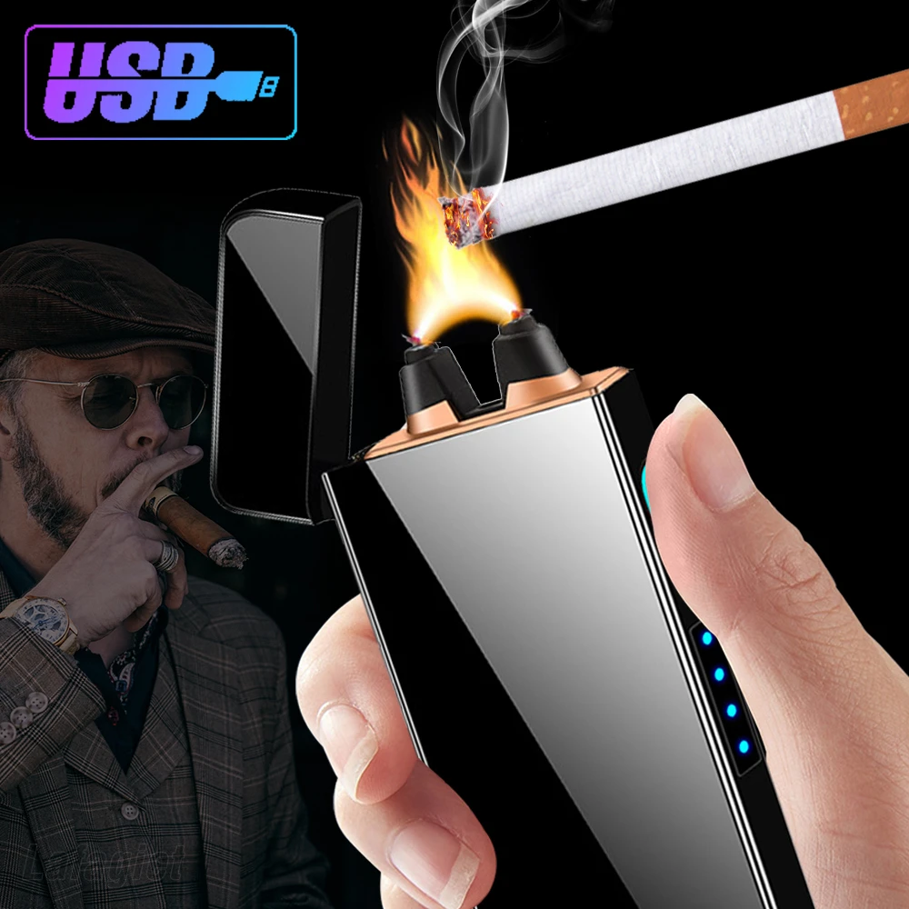 Powerful Flame USB Lighter Big Firepower Windproof Rechargeable Electronic Plasma Dual Arc Lighter LED Display Smoking Gadget
Powerful Flame USB Lighter Big Firepower Windproof Rechargeable Electronic Plasma Dual Arc Lighter LED Display Smoking Gadget
