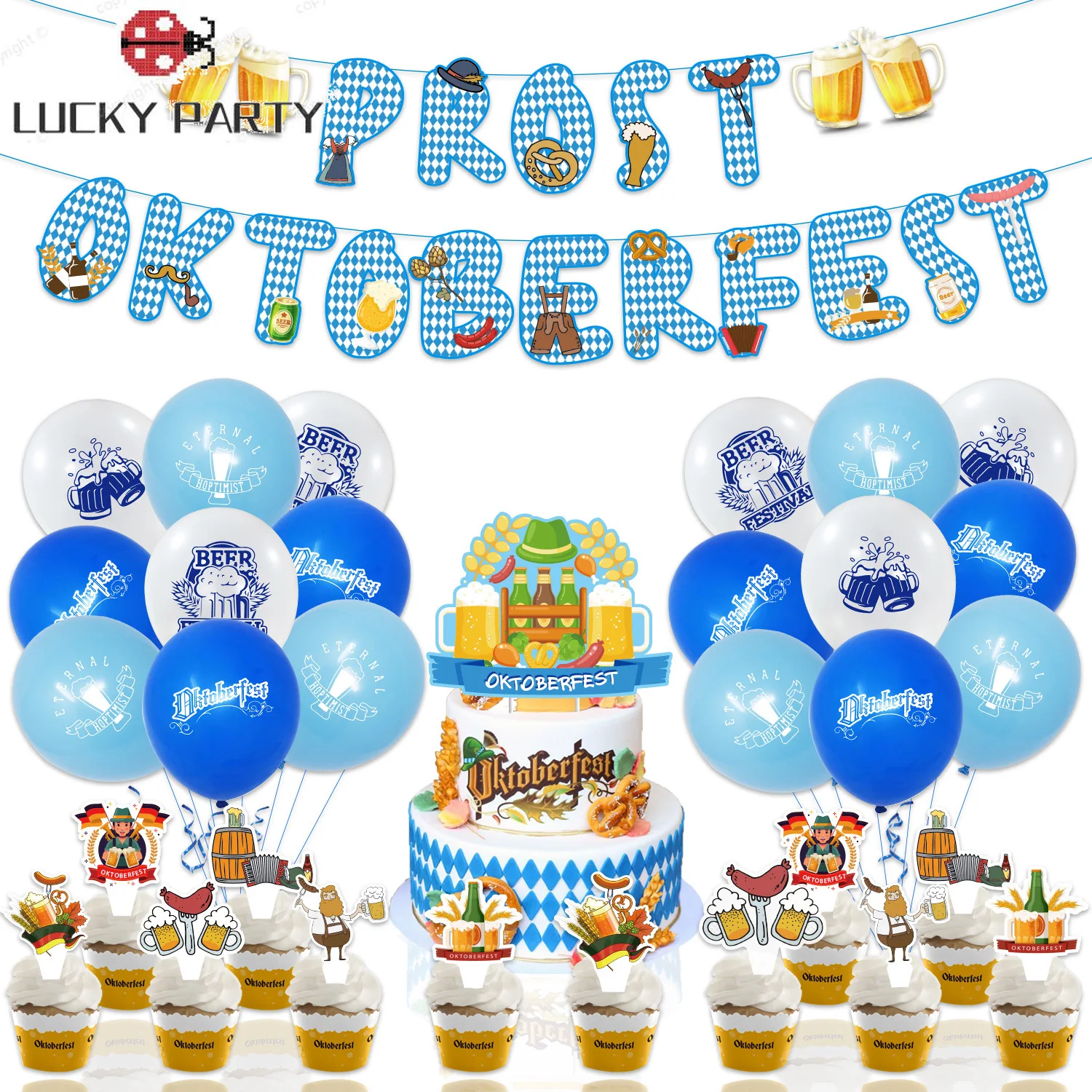 CHEEREVEAL Oktoberfest Theme Party Decorations Beer Sausage Banner Cake Topper Swirls The Munich Oktoberfest Party Supplies
CHEEREVEAL Oktoberfest Theme Party Decorations Beer Sausage Banner Cake Topper Swirls The Munich Oktoberfest Party Supplies