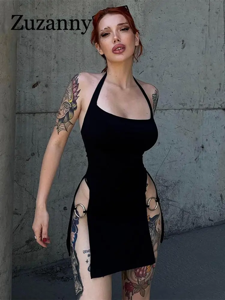 Zuzanny Summer Solid Halter Neck High Waist Sexy Split Mini Dress Women Club Backless Sleeveless Slim Bodycon Short Dresses
Zuzanny Summer Solid Halter Neck High Waist Sexy Split Mini Dress Women Club Backless Sleeveless Slim Bodycon Short Dresses