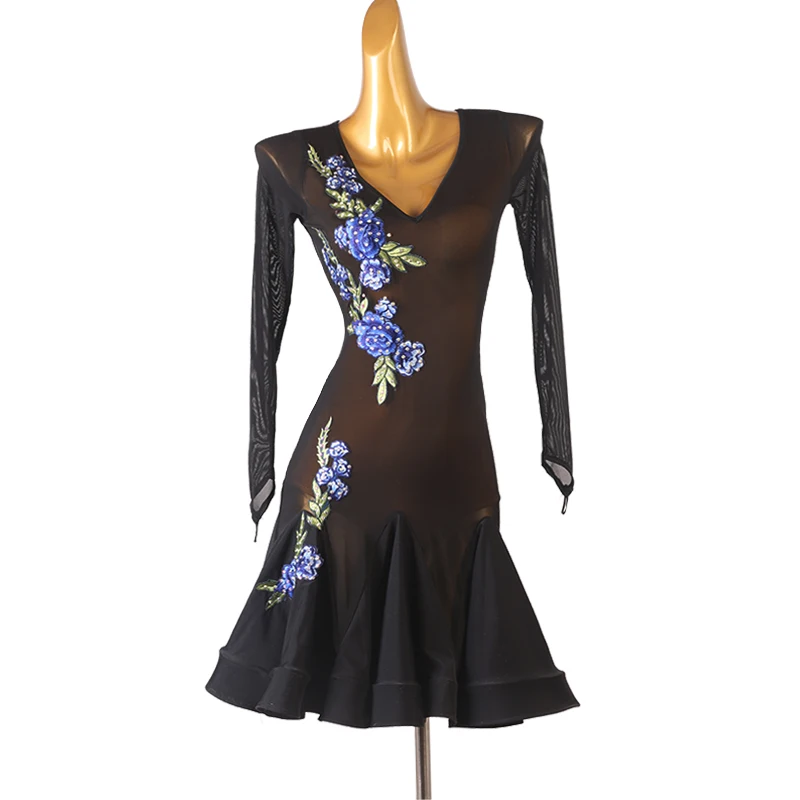 Latin Dance Dress Embroidery Crystals Rhinestones Women's Training Performance Long Sleeve Chinlon Mesh
Latin Dance Dress Embroidery Crystals Rhinestones Women's Training Performance Long Sleeve Chinlon Mesh