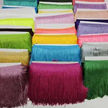 New 10Meters 20cm Wide Lace Fringe Trim Tassel Fringe Trimming For Latin Dress Stage Clothes Accessories Lace Ribbon Tassel
