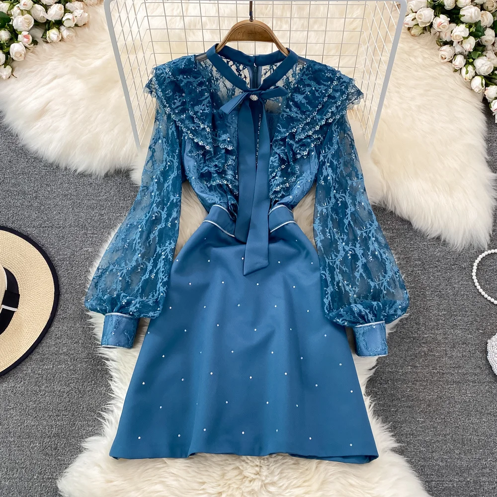 2022 Summer Autumn Fashion Luxury Celebrity Long Sleeve Lace Big Bow Tie Beaded Dress Women Lantern Long Sleeve Short Vestidos
2022 Summer Autumn Fashion Luxury Celebrity Long Sleeve Lace Big Bow Tie Beaded Dress Women Lantern Long Sleeve Short Vestidos