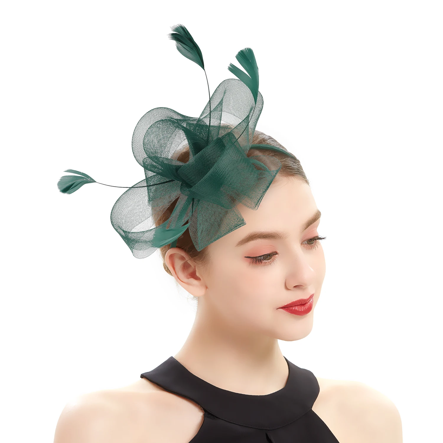 Bridal Fascinator Bow Hat with Headband and Clips, Jockey Feathered Top Hat Wedding Cocktail Tea Party Headpiece for Women
Bridal Fascinator Bow Hat with Headband and Clips, Jockey Feathered Top Hat Wedding Cocktail Tea Party Headpiece for Women