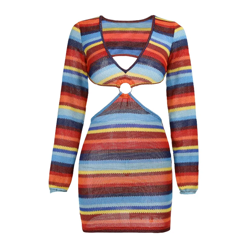 Hot Selling 2022 Sexy Color Stitching V-neck Stripe Hip Wrap Dress Women's Wear Bodycon Dress Summer Dress
Hot Selling 2022 Sexy Color Stitching V-neck Stripe Hip Wrap Dress Women's Wear Bodycon Dress Summer Dress