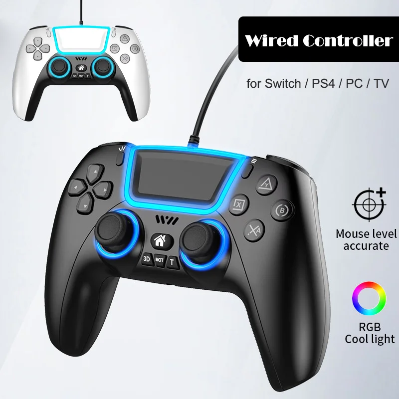 Wired Game Controller Gamepad for PS4 Console RGB Light Touchpad Back Key 3DJoystick for PS3 PS5 Android Switch PC TV Controller
Wired Game Controller Gamepad for PS4 Console RGB Light Touchpad Back Key 3DJoystick for PS3 PS5 Android Switch PC TV Controller