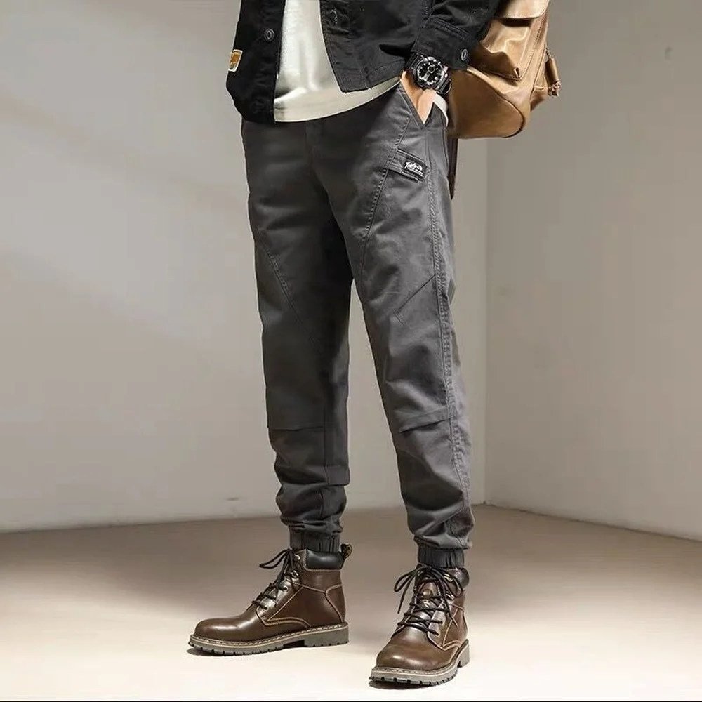 

Штаны-карго мужские до щиколотки, Японская уличная одежда в стиле Харадзюку, Джоггеры в стиле ретро, брюки в стиле милитари, 9 предметов, хаки