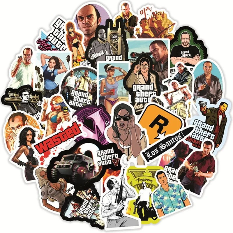10/50PCS Game GTA Stickers DIY Journal Travel Luggage Skateboard Stationery Sticker Graffiti Cartoon Sticker Cool Decal for Kid
10/50PCS Game GTA Stickers DIY Journal Travel Luggage Skateboard Stationery Sticker Graffiti Cartoon Sticker Cool Decal for Kid