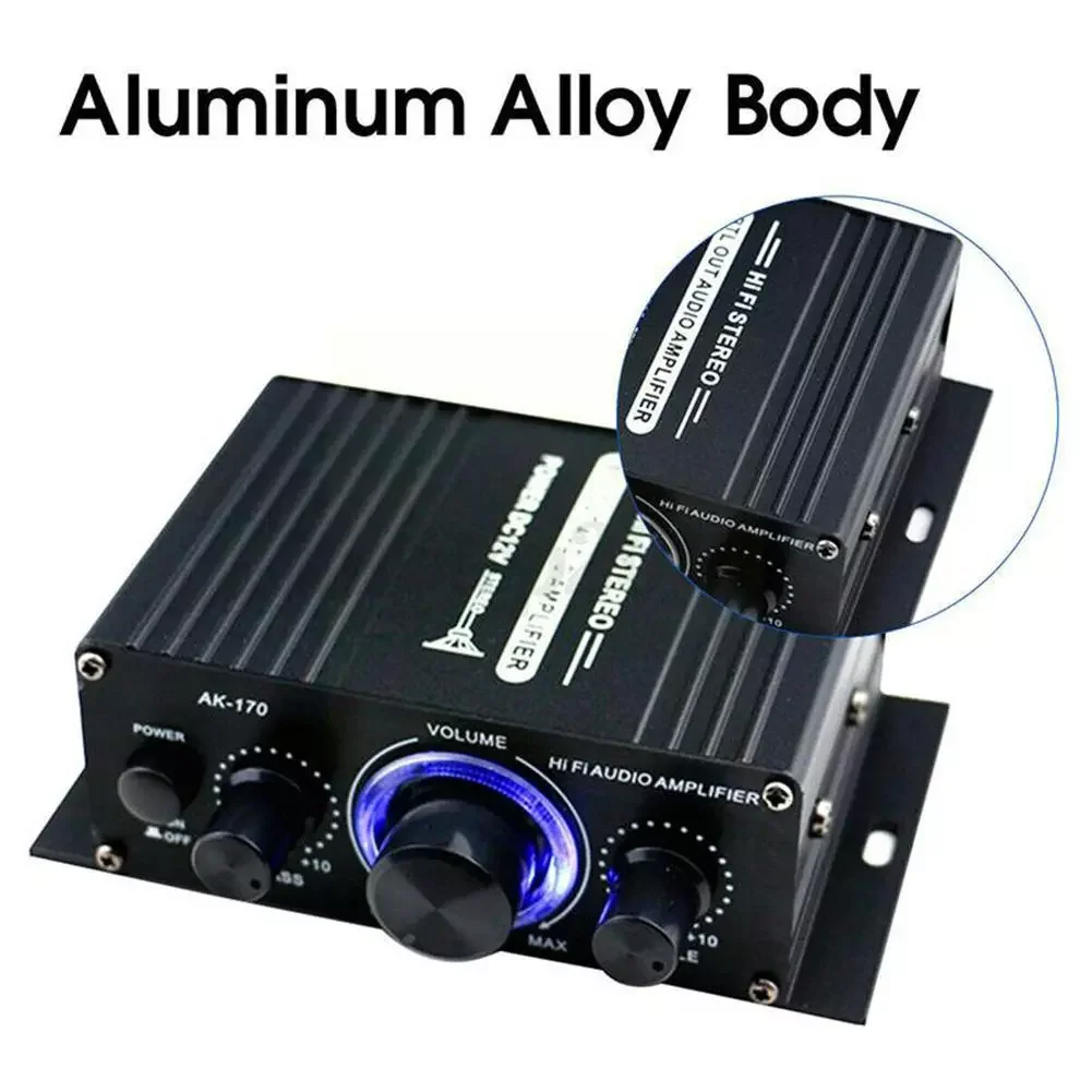 

Мини-усилитель AK170 12 В 400 Вт Hi-Fi Цифровой стерео аудио усилитель FM Усилитель в AMP Автомобильный домашний радиотеатр горячий запас микрофона