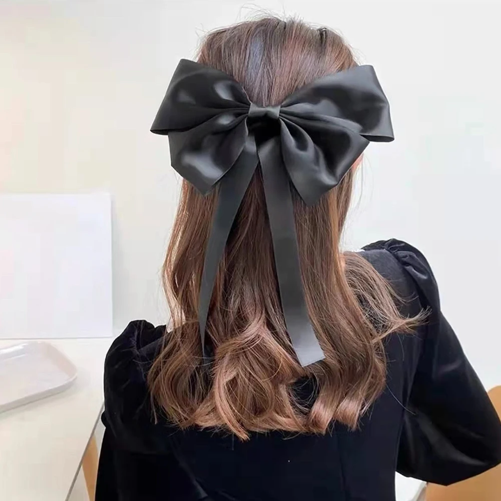 Black Beige Big Large Satin Bow Hair Clip For Women Girls Long Ribbon Barrette Spring Clip Korean Hairpin Hair Accessories
Black Beige Big Large Satin Bow Hair Clip For Women Girls Long Ribbon Barrette Spring Clip Korean Hairpin Hair Accessories