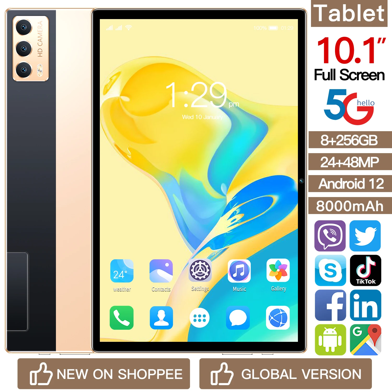 New Sales 10.1 INCH Classic 4G Phone Call Tablet 8GB RAM DDR3 256GB Andriod 12 Dual SIM Card Quad-Core WIFI Two Camera
New Sales 10.1 INCH Classic 4G Phone Call Tablet 8GB RAM DDR3 256GB Andriod 12 Dual SIM Card Quad-Core WIFI Two Camera