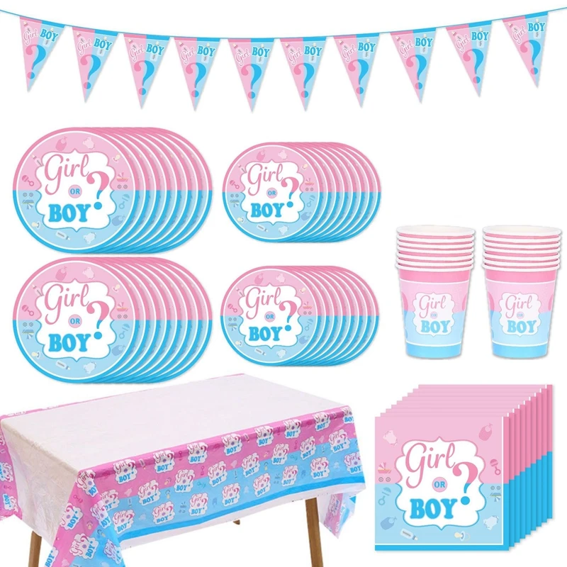 Gender Reveal Party Decorations Boy or Girl Hanging Flag Banner Disposable Tableware Photo Props Baby Shower Party Supplies
Gender Reveal Party Decorations Boy or Girl Hanging Flag Banner Disposable Tableware Photo Props Baby Shower Party Supplies