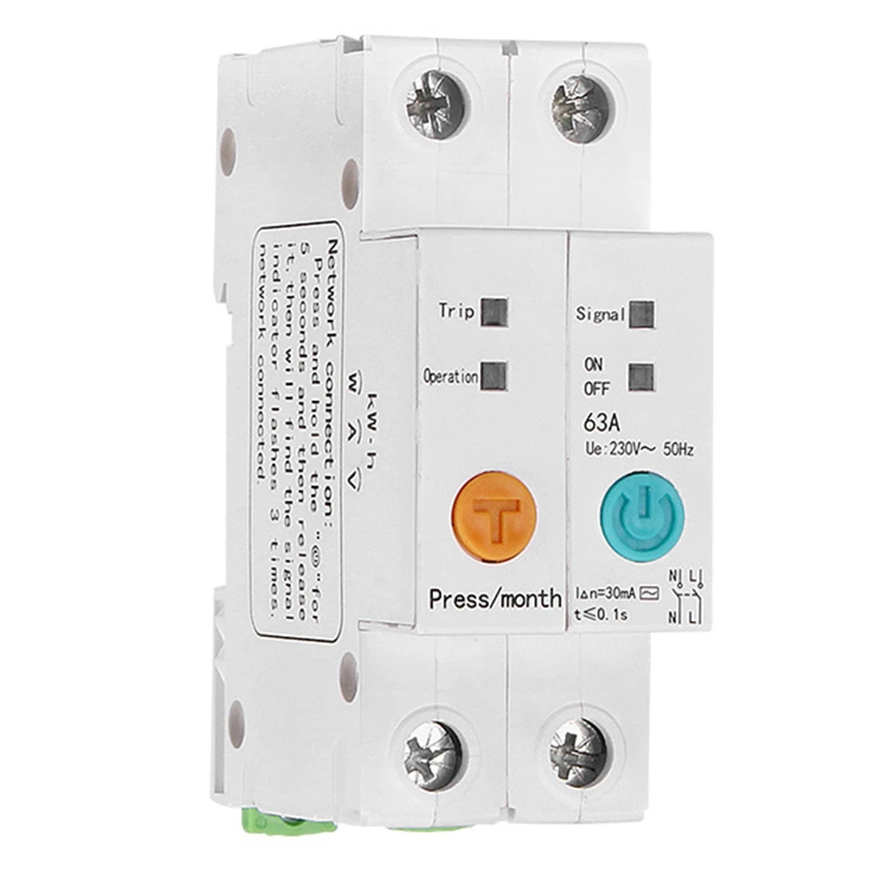 

Single Phase Din Rail WIFI Smart Energy Meter Leakage Protection Remote Read KWh Meter Wattmeter Voice Control
