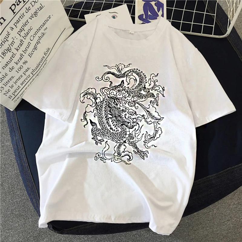 Chinese Dragon Fashion Women White T Shirt Graphic Print Summer Short Shirt O Neck Tshirts Lady Girls Oversized Top Tee T-Shirts
Chinese Dragon Fashion Women White T Shirt Graphic Print Summer Short Shirt O Neck Tshirts Lady Girls Oversized Top Tee T-Shirts