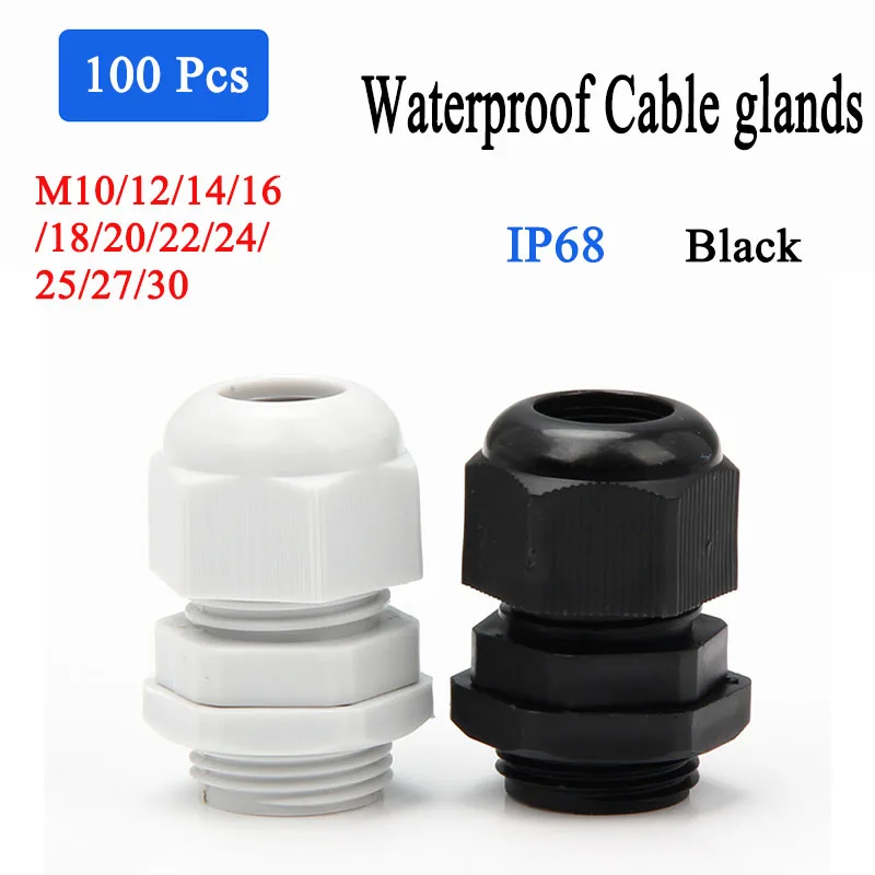 M Series Waterproof Cable Gland 100 Pieces M10/12/14/16/18/20/22/24/25/27/30 IP68 Protection Hermetically Sealed Connector Black
M Series Waterproof Cable Gland 100 Pieces M10/12/14/16/18/20/22/24/25/27/30 IP68 Protection Hermetically Sealed Connector Black
