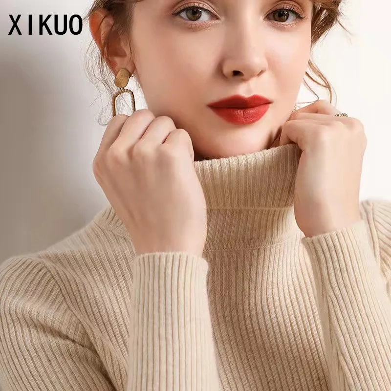Autumn/Winter Solid Color Wool Bottoming Sweater Women's Long-sleeved Slim Knitted Sweater 2022 New High Lapel Cashmere Sweater
Autumn/Winter Solid Color Wool Bottoming Sweater Women's Long-sleeved Slim Knitted Sweater 2022 New High Lapel Cashmere Sweater