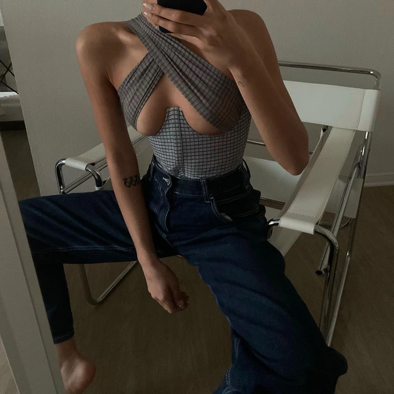 Sexy Cross Bandage Corset Zipper Plaid Tanks Halter Hollow Out Backless Bodycon Sweet Elegant Streetwear 2021 Women's Clothes
Sexy Cross Bandage Corset Zipper Plaid Tanks Halter Hollow Out Backless Bodycon Sweet Elegant Streetwear 2021 Women's Clothes