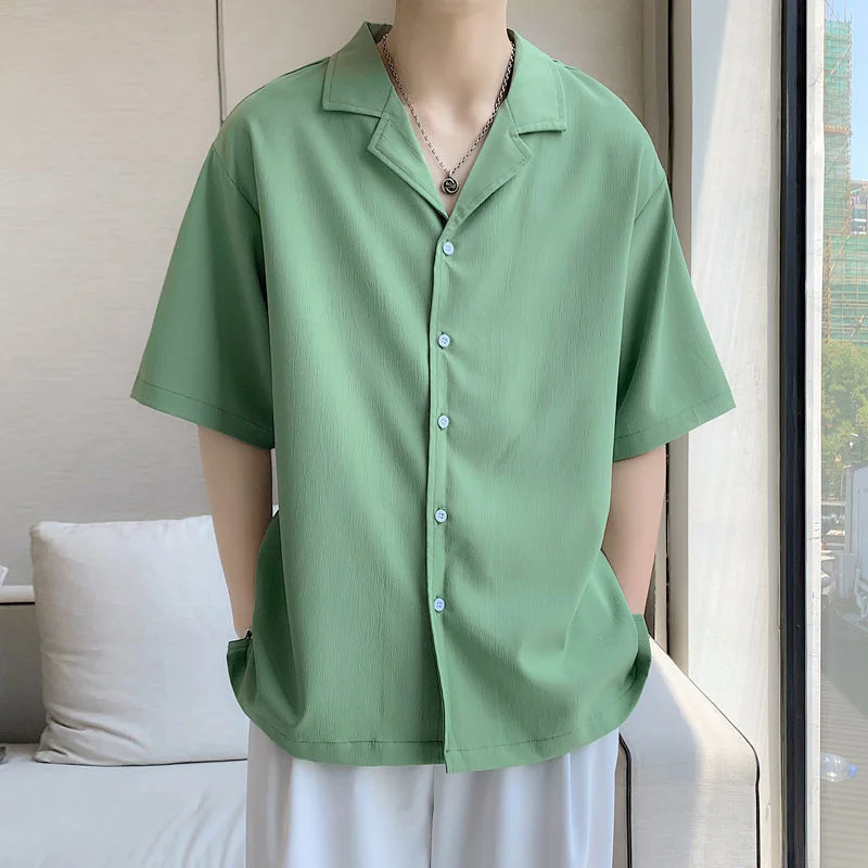Summer Green Black Short Sleeve Shirt Men Fashion Society Mens Dress Shirt Korean Loose Casual Shirt Men Formal Shorts M-3XL
Summer Green Black Short Sleeve Shirt Men Fashion Society Mens Dress Shirt Korean Loose Casual Shirt Men Formal Shorts M-3XL