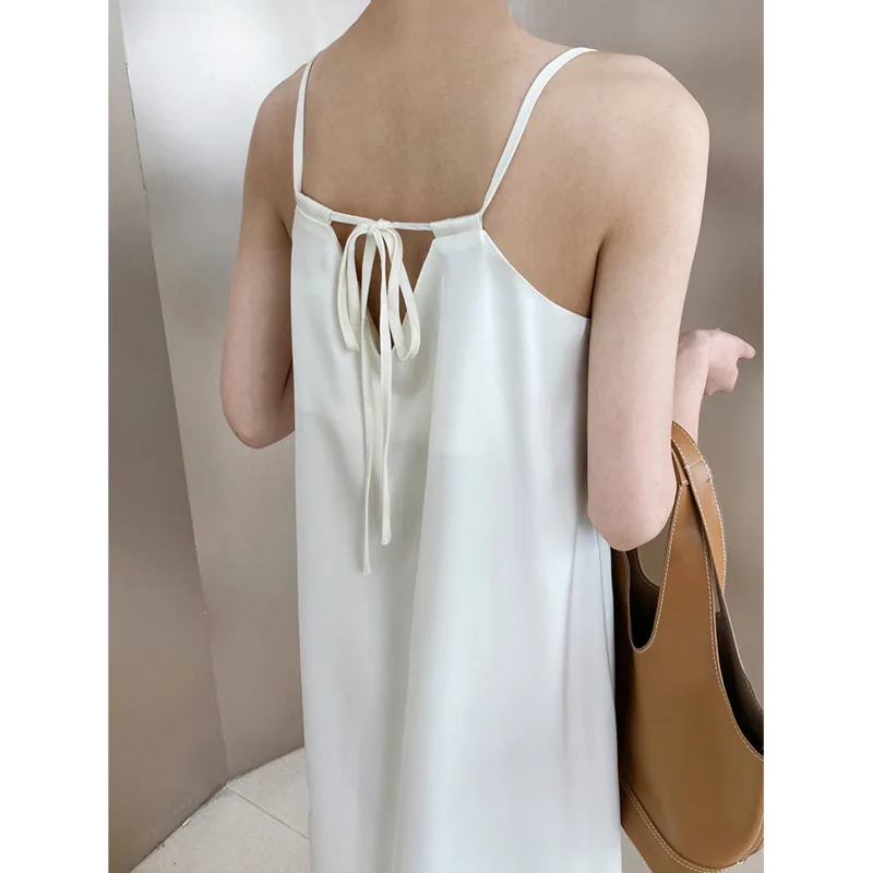 Summer Women Satin Chiffon Suspender Dress Sexy Backless Strap Lace-up Loose A-line Midi Dresses Elegant Solid Vestido Clothes
Summer Women Satin Chiffon Suspender Dress Sexy Backless Strap Lace-up Loose A-line Midi Dresses Elegant Solid Vestido Clothes