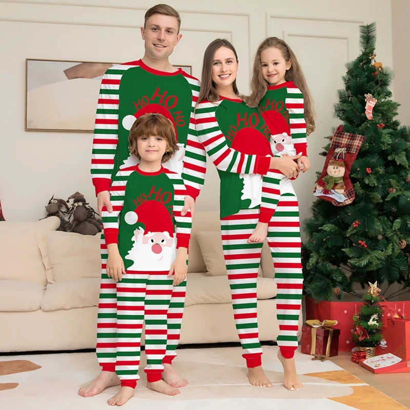 

New Christmas Family Matching Pajamas Sets Winter Xmas Santa Claus Print Long-sleeved Pyjamas Mother Daughter Father Sleepwear