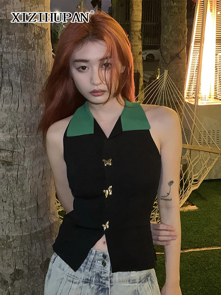 XIZIHUPAN Sexy Colorblock Knitted Vest For Women Lapel Collar Sleeveless Patchwork Buttons Slim Tank Tops Female 2022 Spring New
XIZIHUPAN Sexy Colorblock Knitted Vest For Women Lapel Collar Sleeveless Patchwork Buttons Slim Tank Tops Female 2022 Spring New