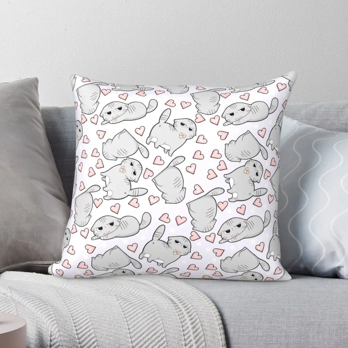 

Angry Cat Candy Hearts Pillowcase Polyester Linen Velvet Pattern Zip Decor Throw Pillow Case Bed Cushion Cover 45x45