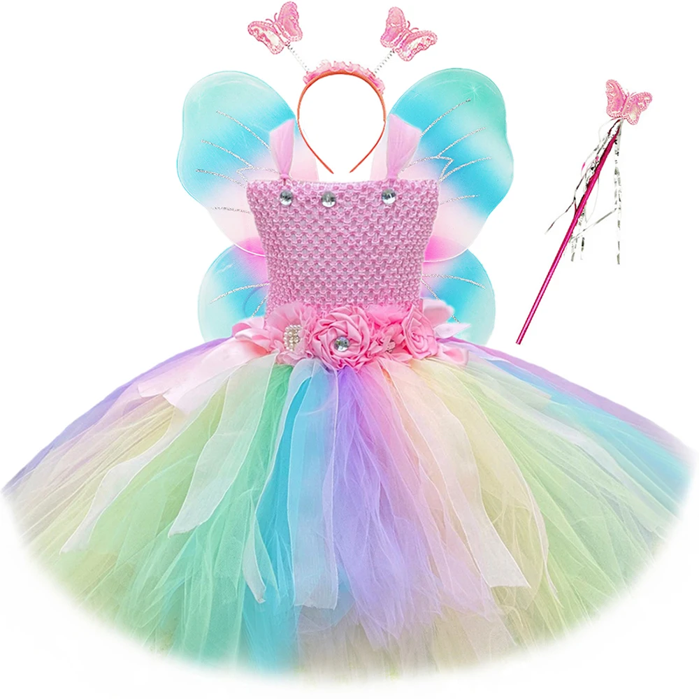 

Girls Pastel Flower Fairy Tutu Dress Baby Rainbow Unicorn Tulle Tutus Ball Gown Kids Birthday Party Costume Photograph Dresses