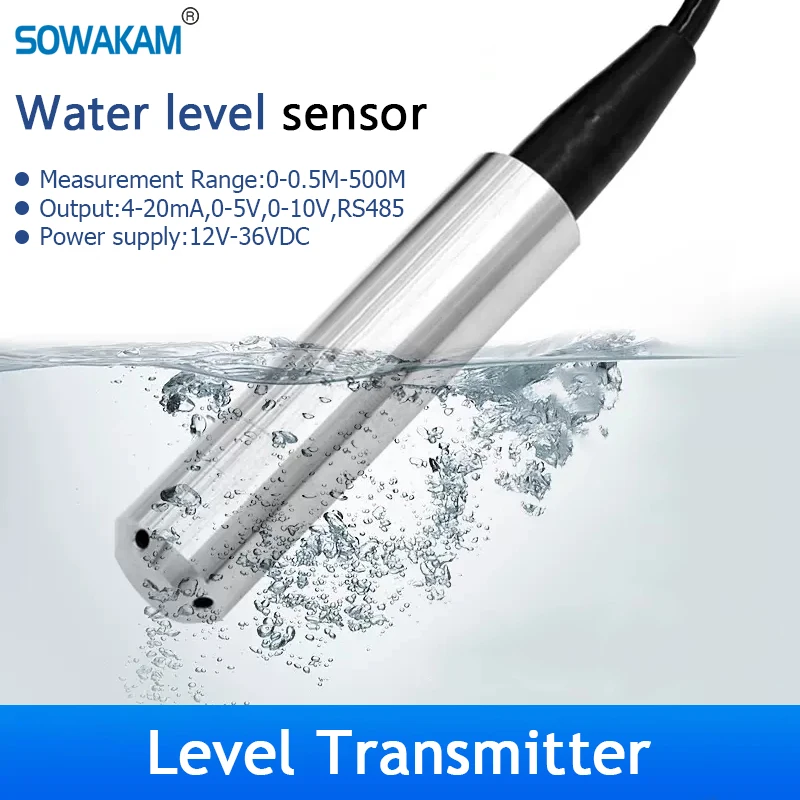 

Датчик уровня жидкости 0-0,5 м-500 м, датчик уровня воды 4-20 мА, 0-5 В, 10 в, RS485 выход, Гидростатический измеритель уровня в бассейне