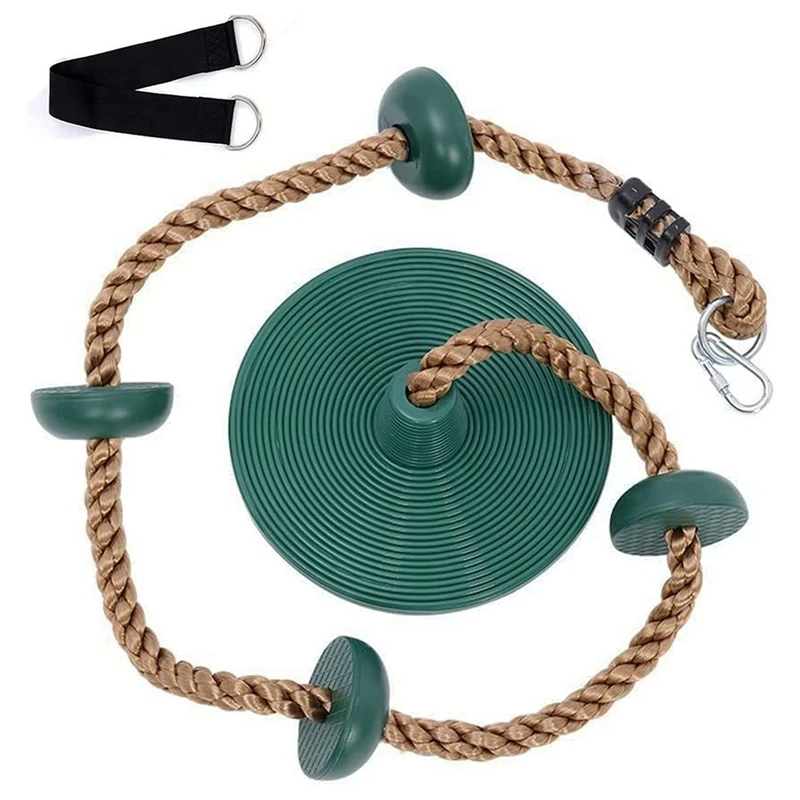 

Tree Swing For Kids-Single Disk Outdoor Climbing Rope With Platforms, Kids Outdoor Playground Swing Set
