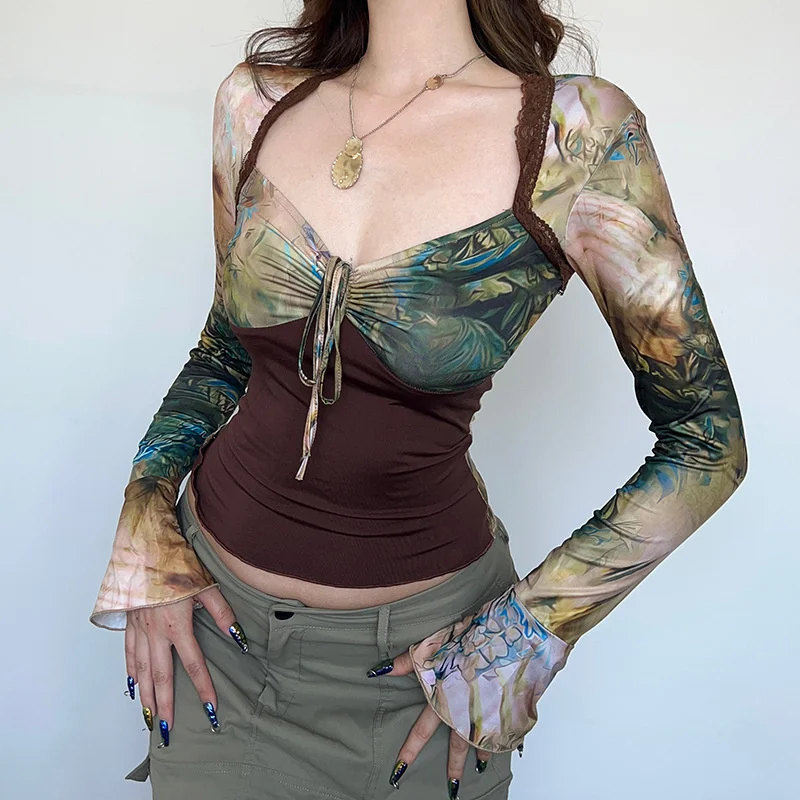 2000s Crop Top Vintage Aesthetic Graphic Floral Flared Long Sleeve T Shirts y2k Women Grunge Fairy Print Tee Streetwear
2000s Crop Top Vintage Aesthetic Graphic Floral Flared Long Sleeve T Shirts y2k Women Grunge Fairy Print Tee Streetwear