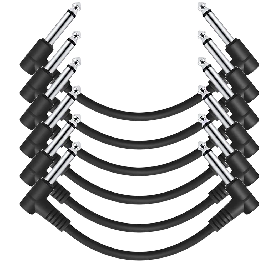 

6 шт./упаковка, 6-дюймовые соединительные кабели для гитары, черный кабель для педали гитары, кабель для создания эффектов, соединительный кабель для правой гитары