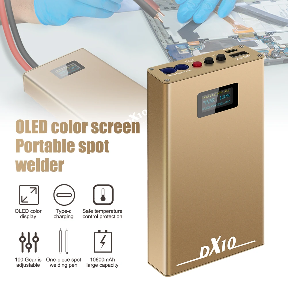 Spot Welder with OLED Display Screen 10600mAh Portable 20 Gear Power Settings & Delay Spot Welding Machine for DIY 18650 Battery
Spot Welder with OLED Display Screen 10600mAh Portable 20 Gear Power Settings & Delay Spot Welding Machine for DIY 18650 Battery