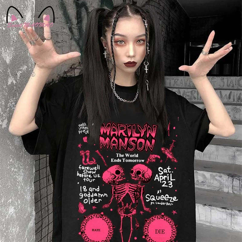 Women T Shirt Harajuku Aesthetic Short Sleeve T Shirt Female Punk Dark Grunge Streetwear Fashion Woman Blouses 2022 Clothing Top
Women T Shirt Harajuku Aesthetic Short Sleeve T Shirt Female Punk Dark Grunge Streetwear Fashion Woman Blouses 2022 Clothing Top
