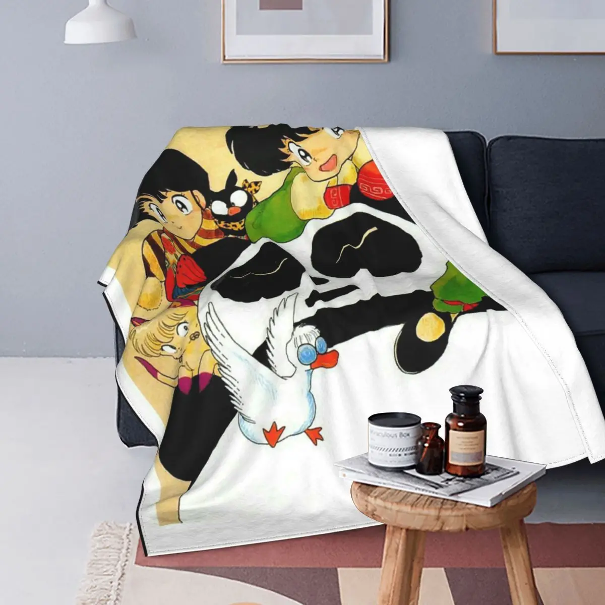 

Panda Saotome Ranma 1/2 Anime Blanket Flannel Love Manga Colourful Harajuku Warm Throw Blankets for Sofa Travel Bedspreads