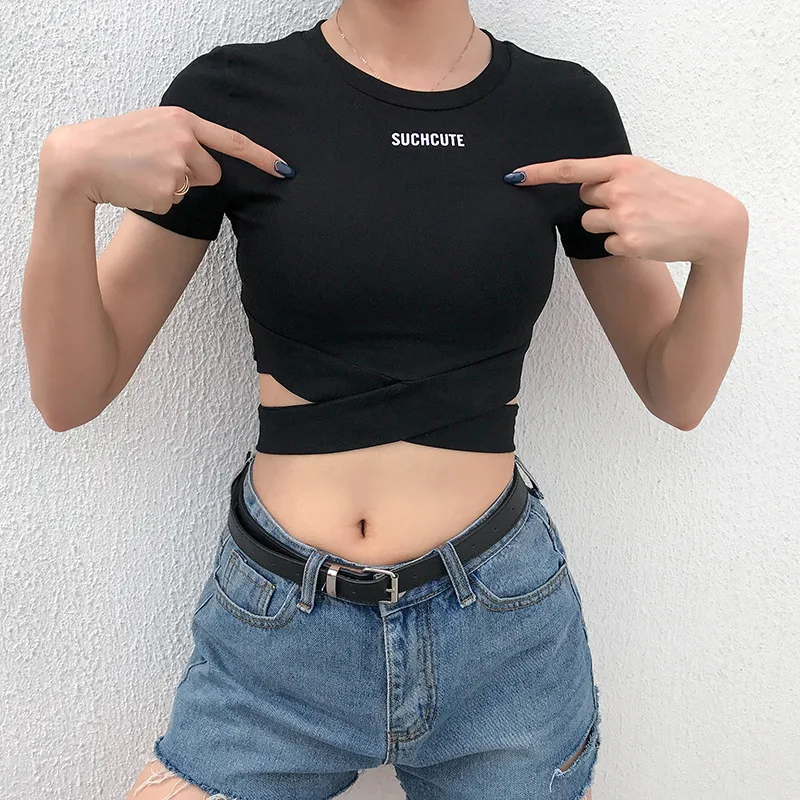 Sexy Summer Letter Print Ladies 2021 Summer Crop Top Slim Short T-shirt Ladies Cross Slim Hollow Short Crop Top Clothes Women
Sexy Summer Letter Print Ladies 2021 Summer Crop Top Slim Short T-shirt Ladies Cross Slim Hollow Short Crop Top Clothes Women