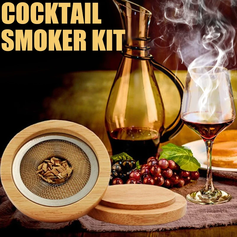 

Wooden Cocktail Smoker Kit With 4/8 Flavor Sawdust For Whiskey Drink Cheese Wooden Smoked Wood For Kitchen Bar Accessories Tools