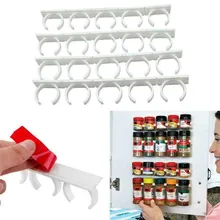 4PCS 20 Clips Kitchen Spice Rack Organizer Spice Jars Holder Gripper Clip Strips, Stick to Cabinet Door Wall Refregerator