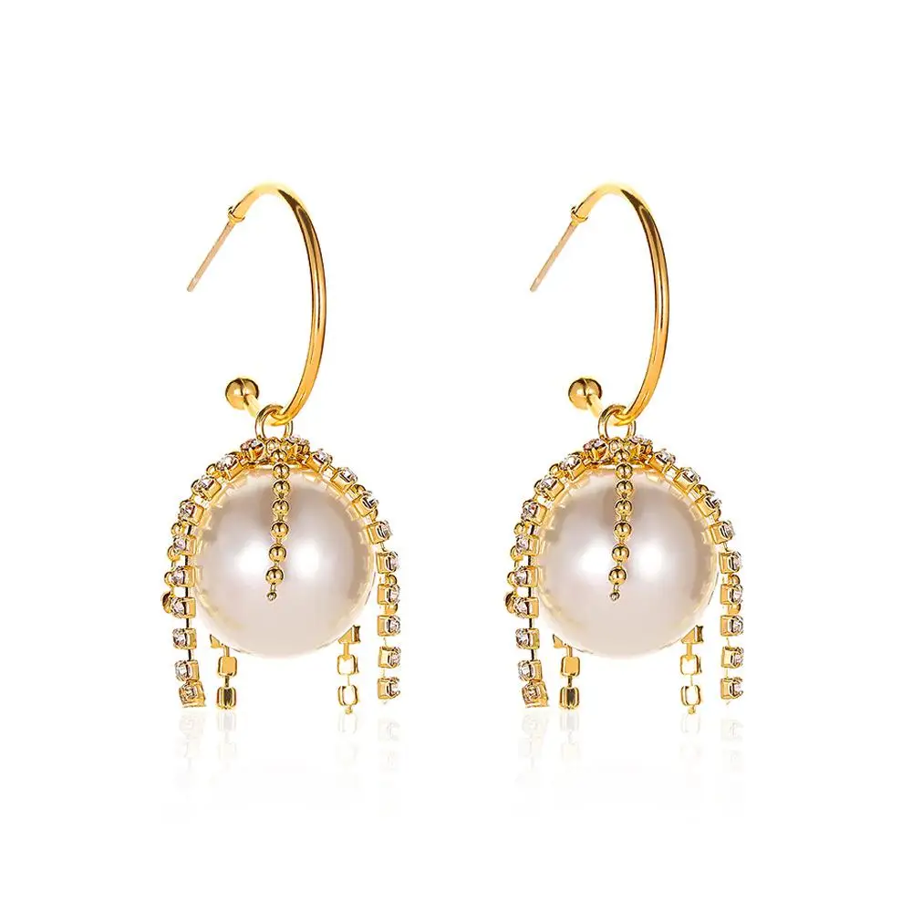 Korean Earrings Big Pearl Crystal Tassel Earrings For Women Earing Jewelry Gold Color Earings Creative Noble Earings
Korean Earrings Big Pearl Crystal Tassel Earrings For Women Earing Jewelry Gold Color Earings Creative Noble Earings
