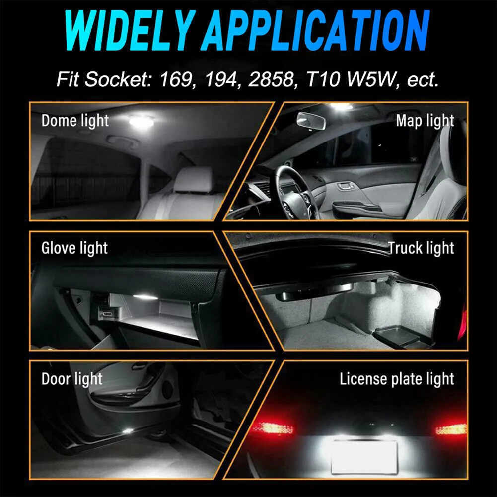 Bulbs Wedge Light Durable Error Free Interior LED Replacement Waterproof 12V-24V 20Pcs For T10 194 168 192 2825 W5W
Bulbs Wedge Light Durable Error Free Interior LED Replacement Waterproof 12V-24V 20Pcs For T10 194 168 192 2825 W5W