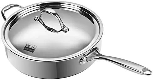 Clad 10.5 Inch 4 Quart Stainless Steel Saute Skillet, Deep Fry, Induction Cookware Pan,Stay-Cool Handle
Clad 10.5 Inch 4 Quart Stainless Steel Saute Skillet, Deep Fry, Induction Cookware Pan,Stay-Cool Handle