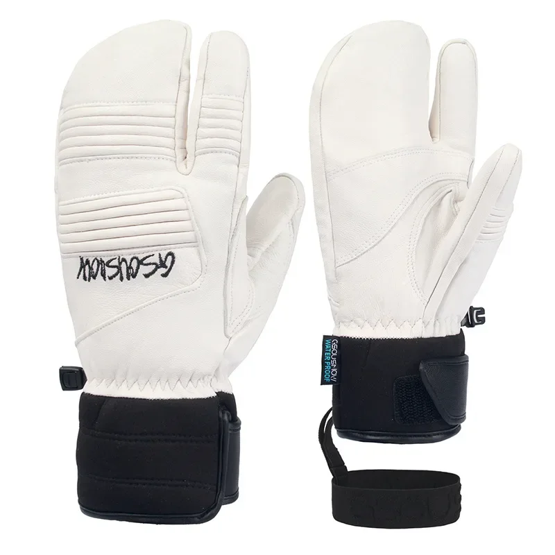 

Three Fingers Sheepskin Winter Ski Gloves Women Windproof Waterproof Warm Durable Thickened Men Outdoor Sports Cycling Gloves