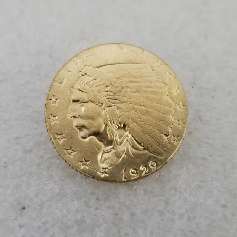 American 1929 2.5 Dollars Brass Gold-plated Commemorative Collectible Coin Gift Lucky Challenge Coin 
American 1929 2.5 Dollars Brass Gold-plated Commemorative Collectible Coin Gift Lucky Challenge Coin