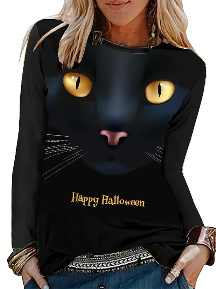 2022 New Ladies T-Shirts Cat Print Women's Long Sleeve Tops Harajuku Streetwear O Neck Oversized T-Shirts Autumn Winter Clothing
2022 New Ladies T-Shirts Cat Print Women's Long Sleeve Tops Harajuku Streetwear O Neck Oversized T-Shirts Autumn Winter Clothing