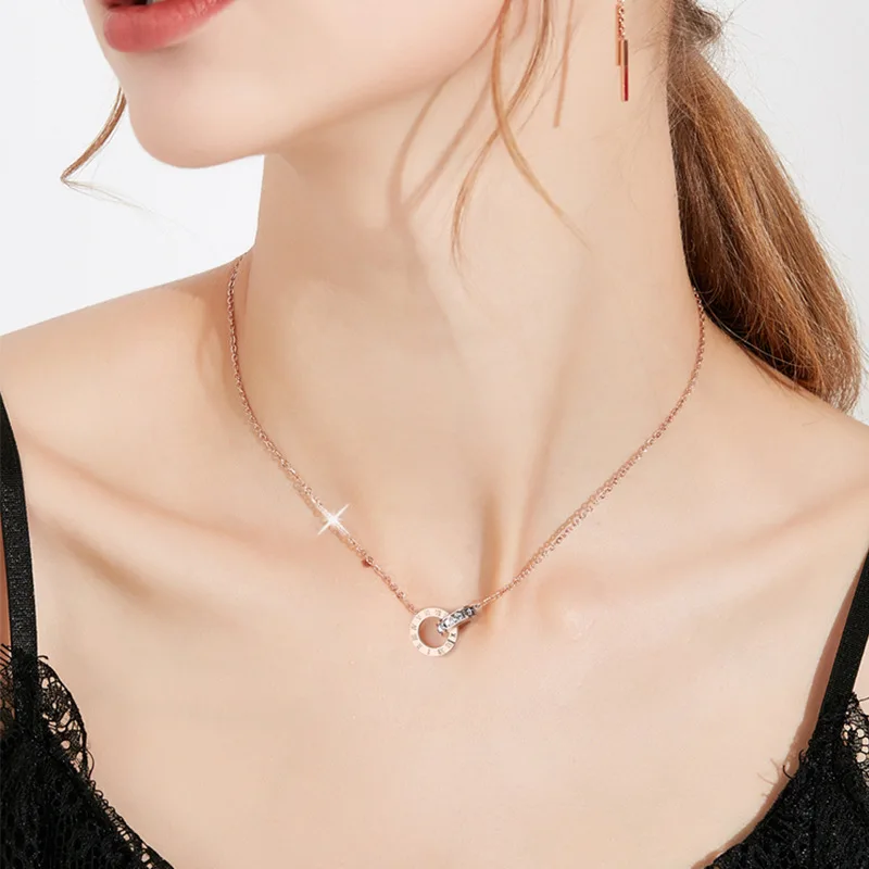 CARLIDANA Fashion Stainless Steel Crystal Zircon Stainless Steel Roman Numeral Interlocking Circles Cross Necklace For Women
CARLIDANA Fashion Stainless Steel Crystal Zircon Stainless Steel Roman Numeral Interlocking Circles Cross Necklace For Women