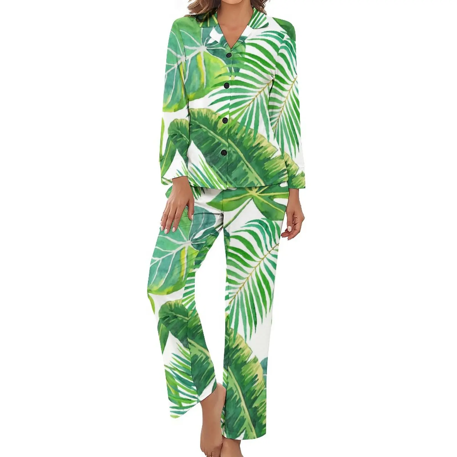 Tropical Leaves Pajamas Hawaii Beach Modern Long-Sleeve Trendy Pajama Sets 2 Piece Home Autumn Graphic Nightwear Gift Idea
Tropical Leaves Pajamas Hawaii Beach Modern Long-Sleeve Trendy Pajama Sets 2 Piece Home Autumn Graphic Nightwear Gift Idea