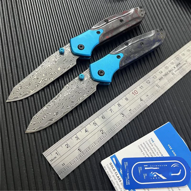 

BM 945-221 Gold Class Mini Osborne Folding Knife 2.92" Vg10 Damascus Blade Carbon Fiber Handle Outdoor Camping EDC Pocket Knife