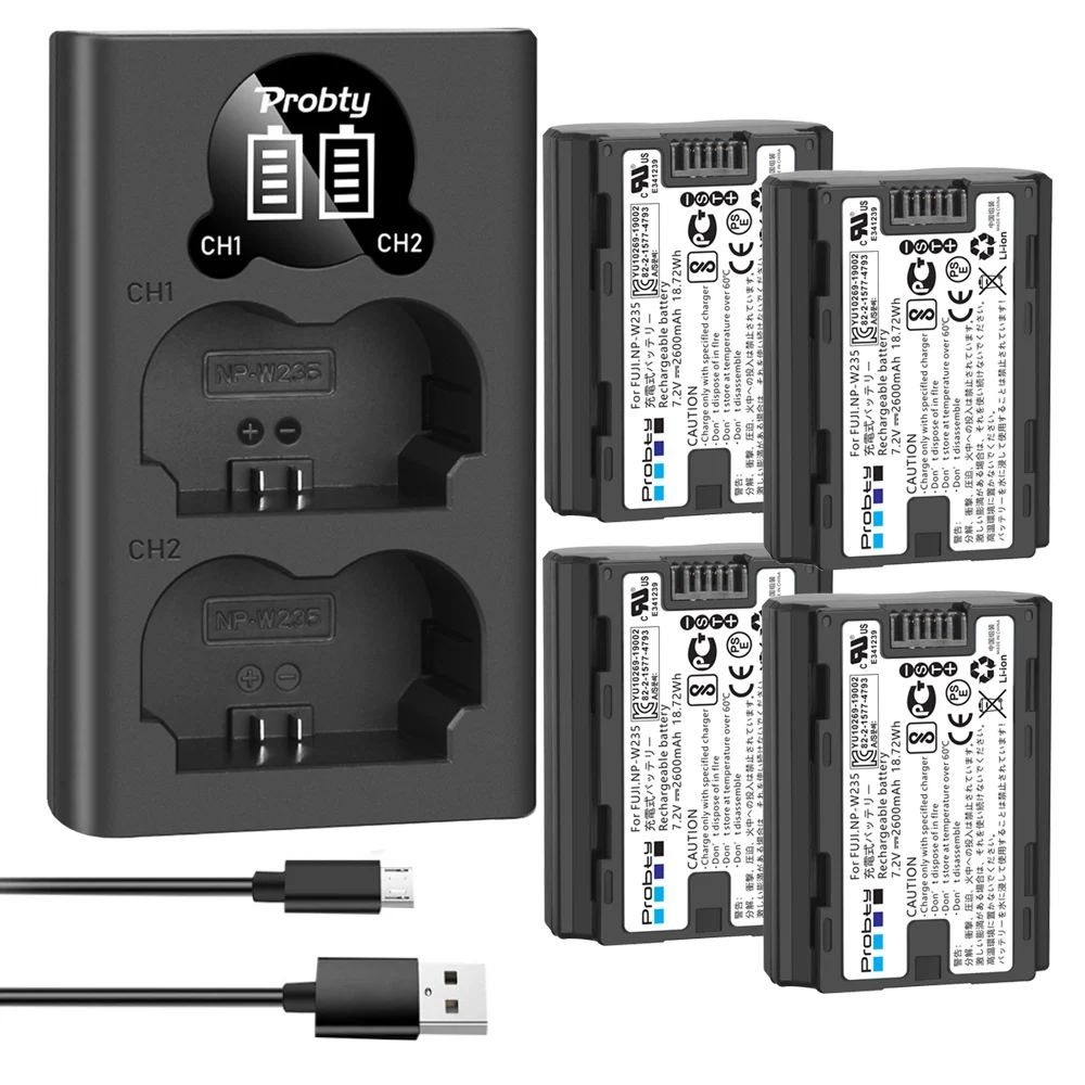 Аккумулятор для камеры 2600 мАч NP-W235 NP W235 + двойное зарядное устройство USB с ЖК-дисплеем и портом Type-C для камеры Fujifilm Fuji X-T4, GFX 100S
Аккумулятор для камеры 2600 мАч NP-W235 NP W235 + двойное зарядное устройство USB с ЖК-дисплеем и портом Type-C для камеры Fujifilm Fuji X-T4, GFX 100S